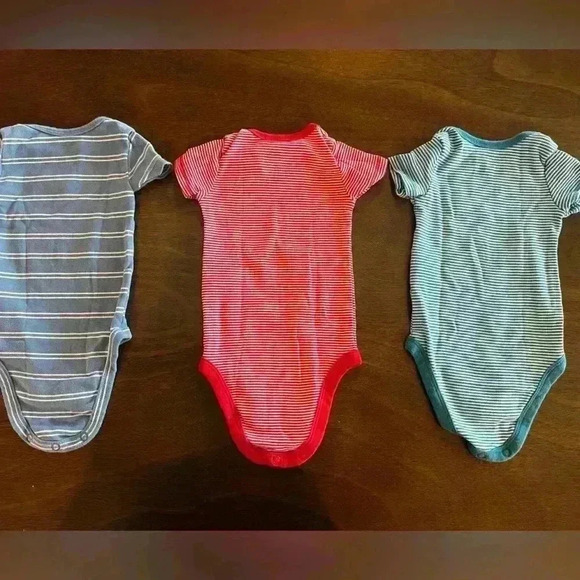 Set Of 3. Carters Boys 03 Months One Piece Outfit Stripes - Picture 5 of 8